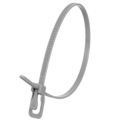 RETYZ 10-Inch Gray Reusable Releasable Cable Ties  100 Pack, 50 lb Strength, Patented Quick-Release, Tool-Free Design for Home, Office, and Light Industrial Use