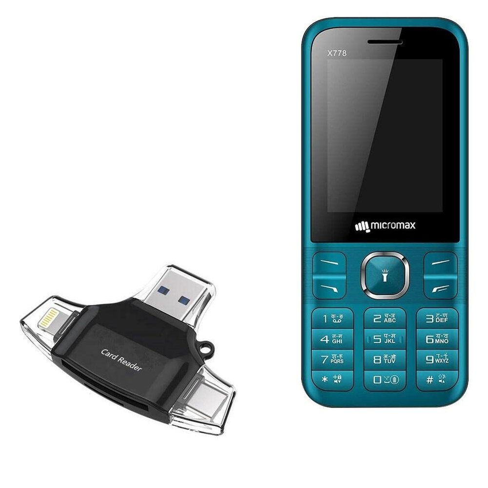 BoxWave Smart Gadget Compatible with Micromax X778 - AllReader SD Card Reader, microSD Card Reader SD Compact USB - Jet Black
