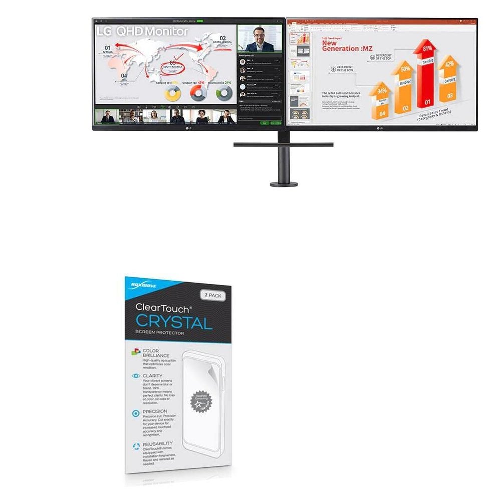 BoxWave Screen Protector Compatible with LG 27 Monitor (27QP88D) - ClearTouch Crystal (2-Pack), HD Film Skin - Shields from Scratches