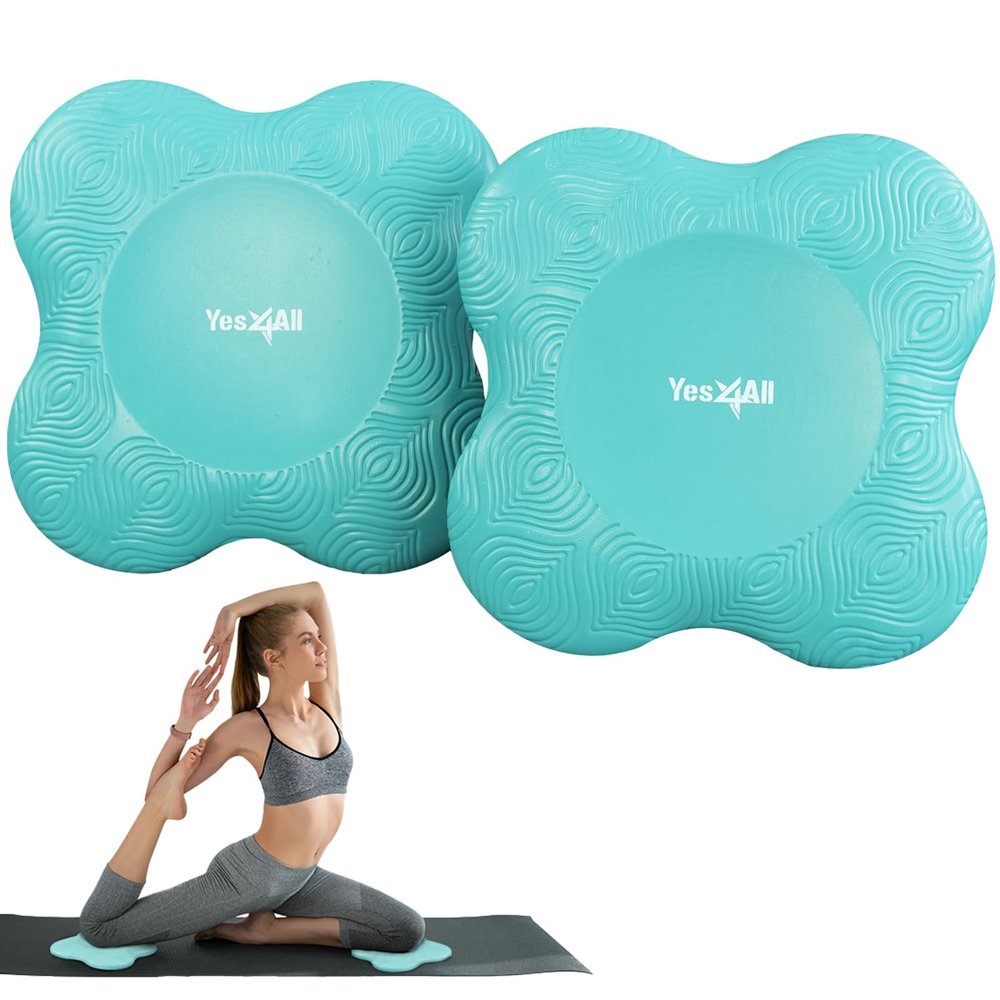 Yes4All Yoga Knee Pads Pair, Thick Yoga Kneeling Pad for Pilates Exercise, 13/16 Inches Cushion Knees Elbow Mat Supplies for Women & Men, Fitness, Travel, Neo Green