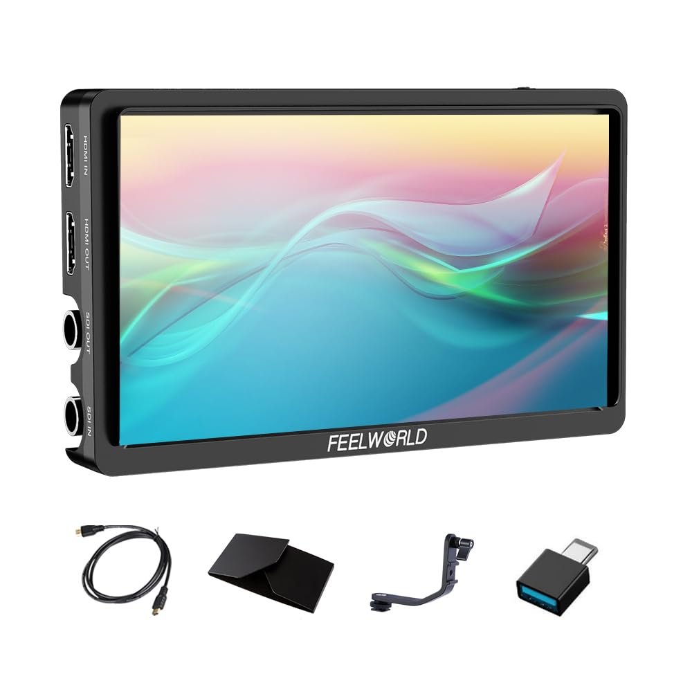 FEELWORLD FW568S 6 Inch SDI Field Monitor Full HD 1920x1080 IPS DSLR Camera Monitor with Waveform LUT Peak Video Focus F970 External Power and Install Kit 3G SDI 4K HDMI Input 8.4 V DC Output