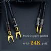 Arklove 1pcs 15ft 14awg Premium Heavy Duty Braided Wire Dual Banana to Y-Type Gold Plated Plug Speaker Cable OFC Oxygen-Free Copper view 3