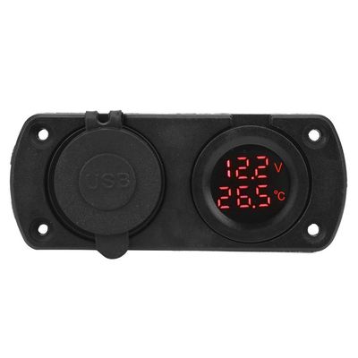 Temperature Voltmeter Charger, Dual USB 5V 4.2A High and Low Ttemperature Resistant Cigar Lighter Voltage Meter for Cigar Lighter Plug for Lockable Marine Pug(Red)
