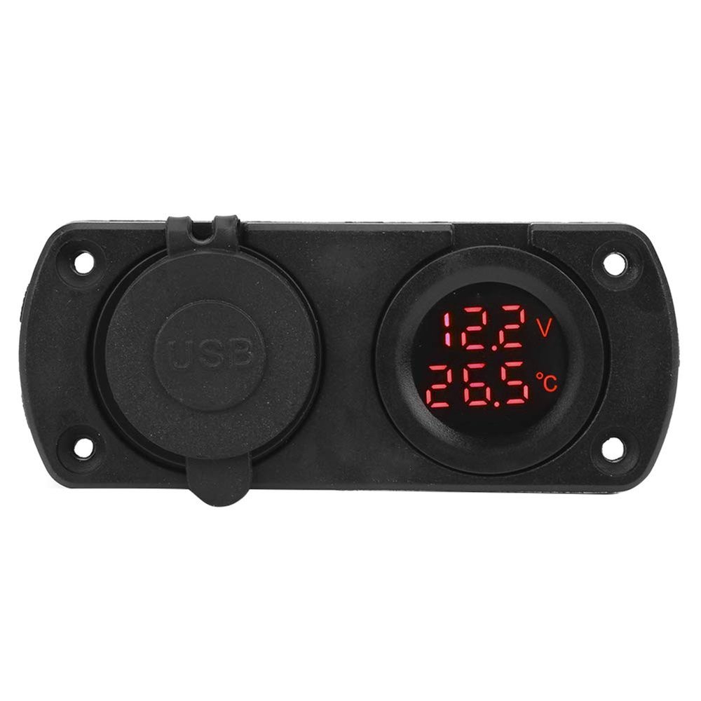 Temperature Voltmeter Charger, Dual USB 5V 4.2A High and Low Ttemperature Resistant Cigar Lighter Voltage Meter for Cigar Lighter Plug for Lockable Marine Pug(Red)