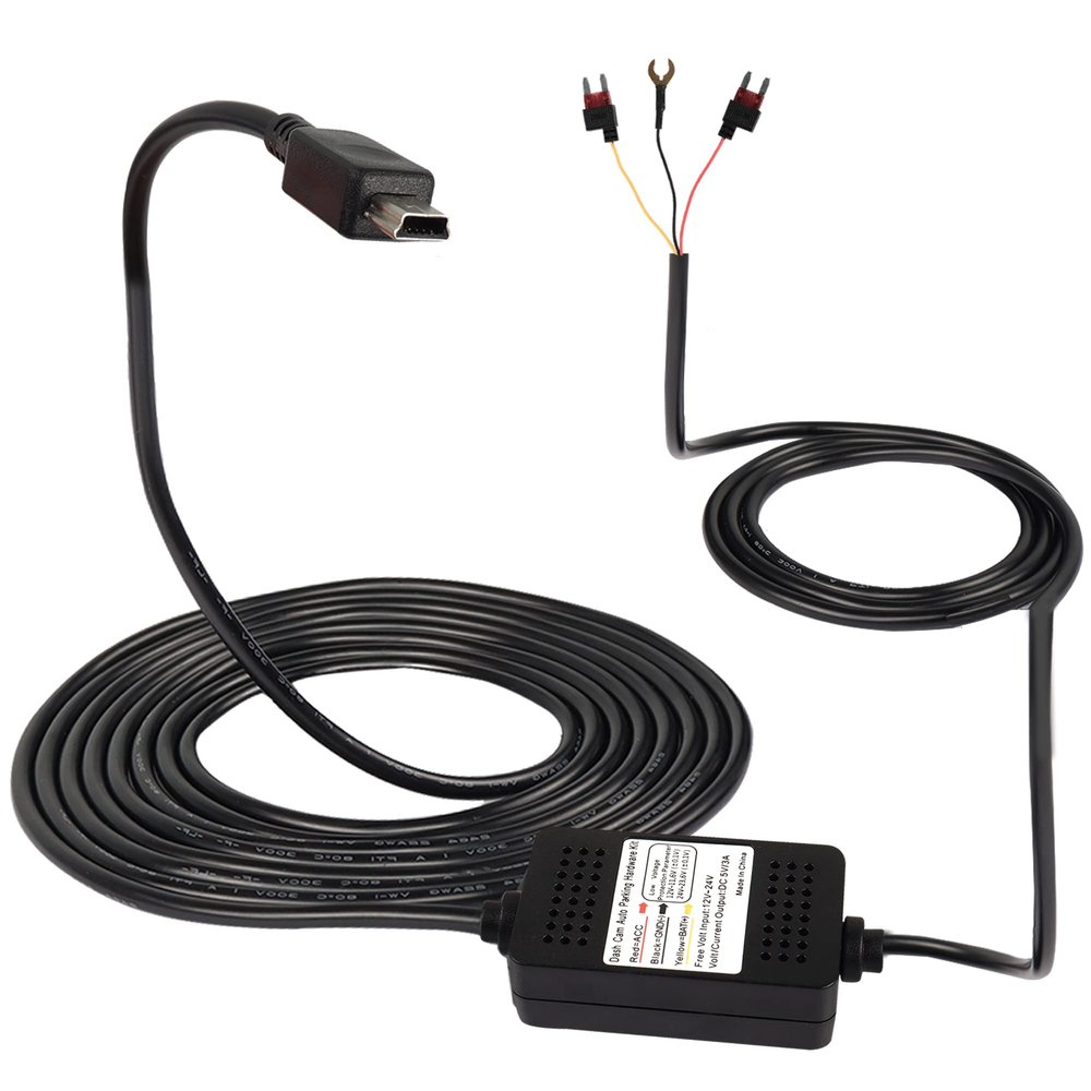MEIRIYFA Dash Cam Acc Hardwire Kit Mini USB Hardwire Dashcam Kit Step-Down Cable, 12V-24V to DC 5V 3A Car Dash Charger Power Cord for Cars Camera GPS11.5FT