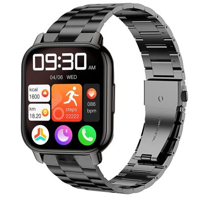 Compatible with Popglory 1.85 P66 Smart Watch Bands, Lamshaw Stainless Steel Metal Replacement Strap Bracelet Compatible with Popglory 1.85'' P66 Smart Watch/LESHIDO Smart Watch/LESHIDO CS08 1.85"