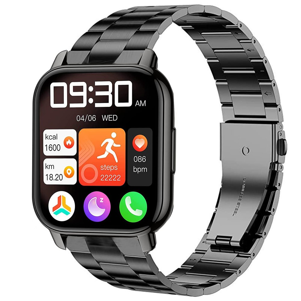 Compatible with Popglory 1.85 P66 Smart Watch Bands, Lamshaw Stainless Steel Metal Replacement Strap Bracelet Compatible with Popglory 1.85'' P66 Smart Watch/LESHIDO Smart Watch/LESHIDO CS08 1.85"