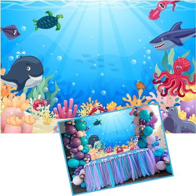 12x10ft Underwater World Background Colorful Reefs and Algae Dolphin Backdrop Under The Sea Baby Shower Wonderland Underwater Aquarium Corals Birthday Party Decoration Sea Theme Party Banner