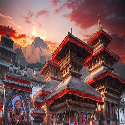 Yeele 15x8ft Nepal Capital Kathmandu Backdrop Historical Site Nepal Culture City Snow Mountains Sunset Photography Background for Holiday Travel Wedding Theme Party Decor Portrait Photo Shoot Props