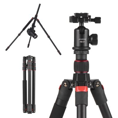 Andoer Andoer 153cm/60in Portable Camera Tripod Stand Aluminum Alloy with Detachable Monopod 360Rotatable Ball Head 10kg/22lbs Load Capacity with Carry Bag for DSLR Camera Camcorder Smartphone