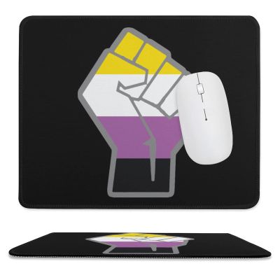 Raised Fist Non-Binary Pride Mouse Pad Non-Slip Mouse Mat Rubber Base Mousepad for Office Laptop Home 9.8"x11.8"
