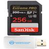 SanDisk 256GB Extreme Pro UHS-I SD U3 A2 V30 Memory Card Works with Sony Mirrorless Camera A7R V, ZV-1F and FX30 (SDSDXXD-256G-GN4IN) 4K UHD Bundle with (1) Everything But Stromboli SDXC Card Reader view 1