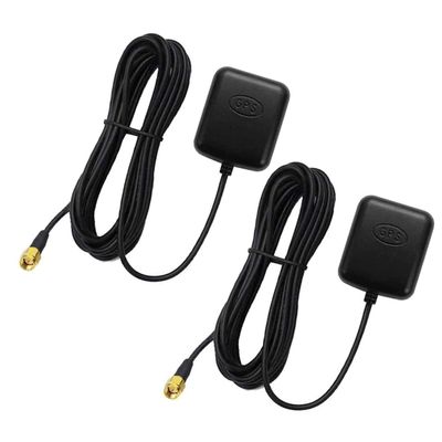 Vehicle Waterproof GPS Active Antenna 28dB Gain, 3-5VDC, with SMA Male Connector - 2Pack