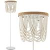 VILUXY Bohemia Wood Beaded Boho Floor Lamp - Antique Rustic White Finishing for Bedroom, Nursery, Dining, Girl Room - 3-Light view 1