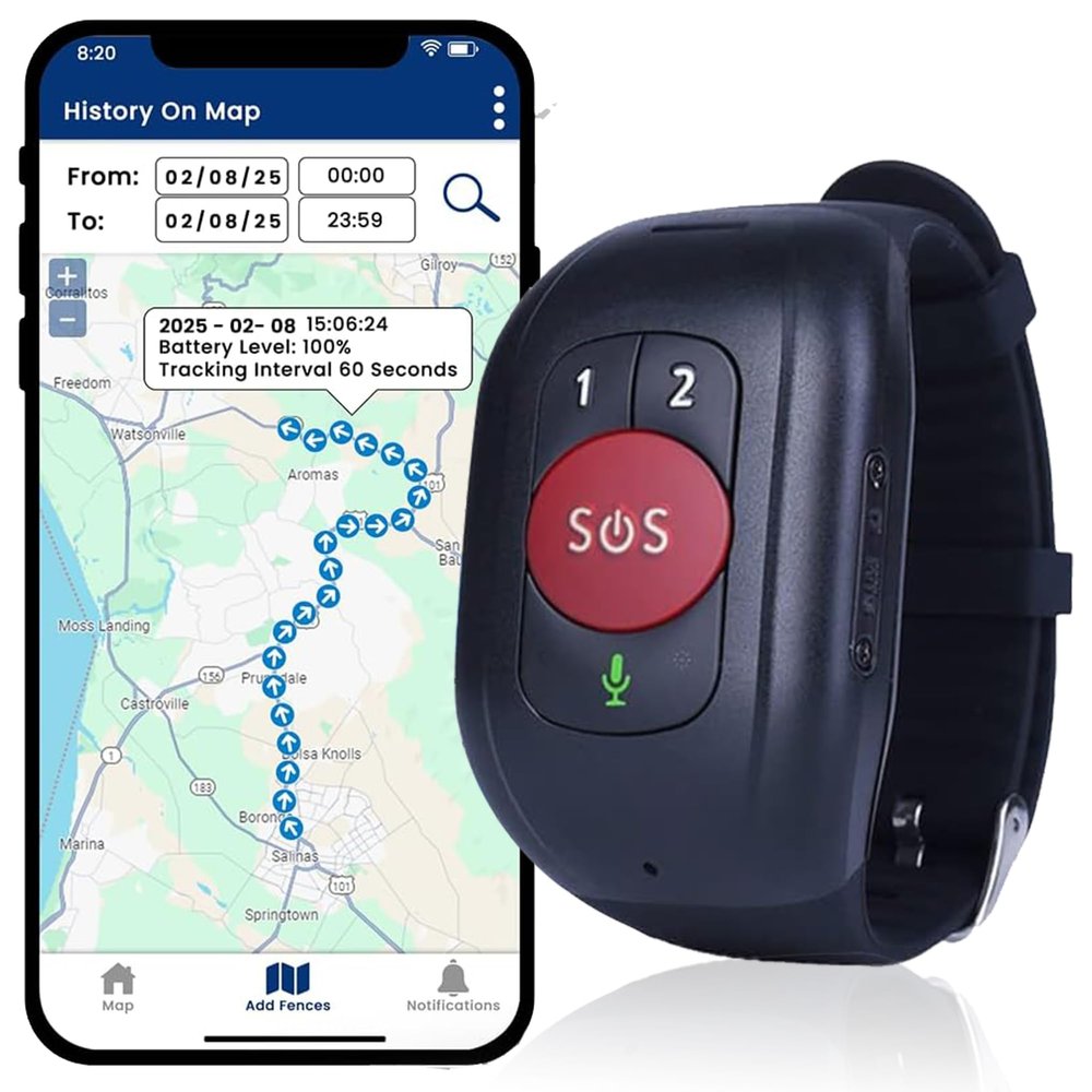 SecuLife SOS Wristband Medical Alert Bracelet Fall Alert Device for Elderly with Real-Time GPS, SOS Button & Assistive Speakerphone Medical Alert System for Seniors with Dementia & Alzheimers