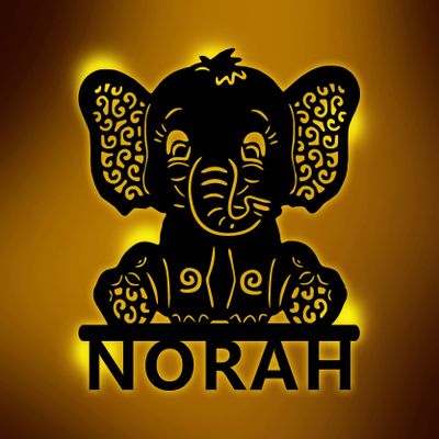 zouwii Personalized Elephant Night Light with Name, Baby Newborn Baptism Gifts for Boys & Girls Moon Lamp Custom Sleepy Elephant Night Light Sign