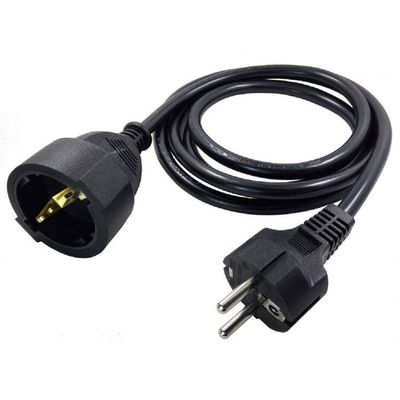 Toptekits CEE7/7 European 220V Power Cords, 16A 250V, 16ft/5m 2-Prong European Power Extension Cord,France/German Type E Extension Cord for PDU UPS (Schuko M/F,16ft/5m)