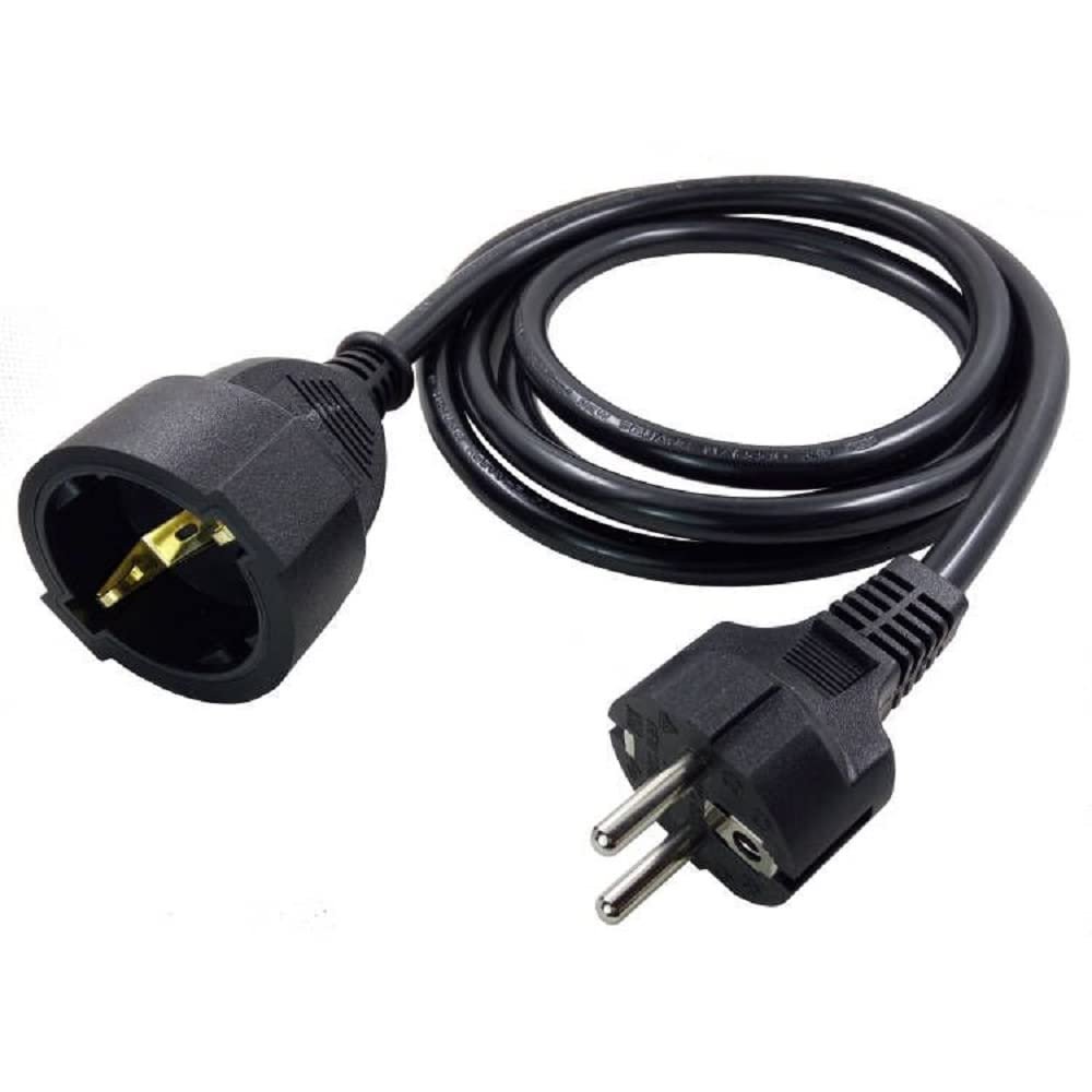 Toptekits CEE7/7 European 220V Power Cords, 16A 250V, 16ft/5m 2-Prong European Power Extension Cord,France/German Type E Extension Cord for PDU UPS (Schuko M/F,16ft/5m)