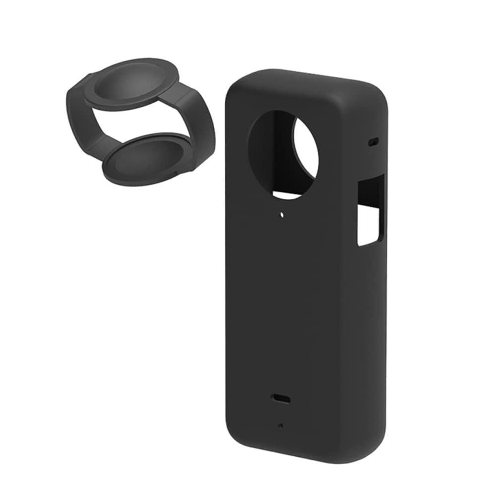 Andoer Silicone Panoramic Camera Protective Case with Shockproof Lens Cover Compatible with Insta360 X3 Camera Accessories, Black