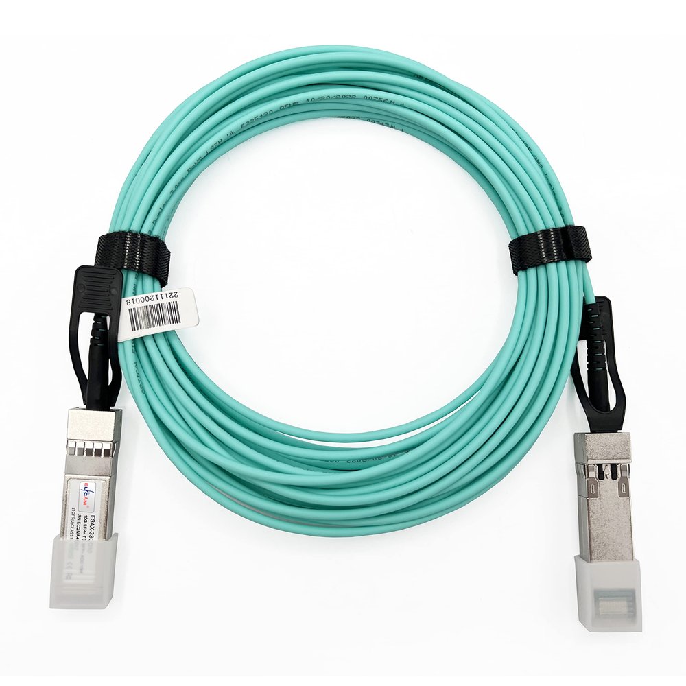 Elfcam - 30m/98.42ft Fiber Optic Cable OM3 SFP+ to SFP+ AOC 10Gbps, Compatible with SFP-10G-AOC, 30 Meters