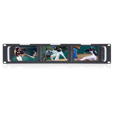 FEELWORLD T51 Triple 5 Inch 2RU Broadcast SDI Rack Mount Monitor LCD 800x400 3G SDI HDMI AV Input and Output