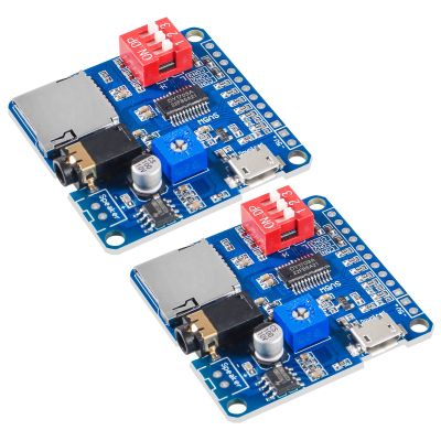 Diitao 2pcs Voice Playback Module Board MP3 Player Music Voice Module Board, 5W 64MBit Flash Serial Control SD/TF Card IO Trigger Serial Adapter Control Playback Module DY-SV5W