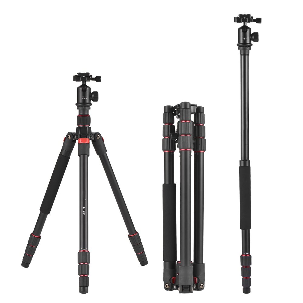 Andoer 153cm/60in Portable Camera Tripod Stand Aluminum Alloy with Detachable Monopod 360Rotatable Ball Head 10kg/22lbs Load Capacity with Carry Bag for DSLR Camera Camcorder Smartphone