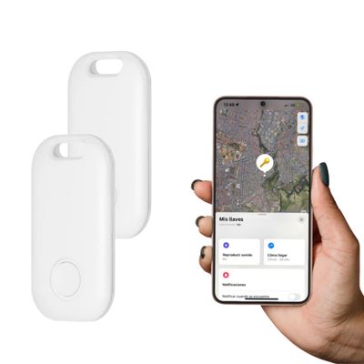 AIYATO 2 Pack Key Finder Smart Bluetooth Tracker Item Finder Work with Apple Find My Item Locator Anti-Lost Device for Keys, Bags and More Global Positioning iOS Only (White)