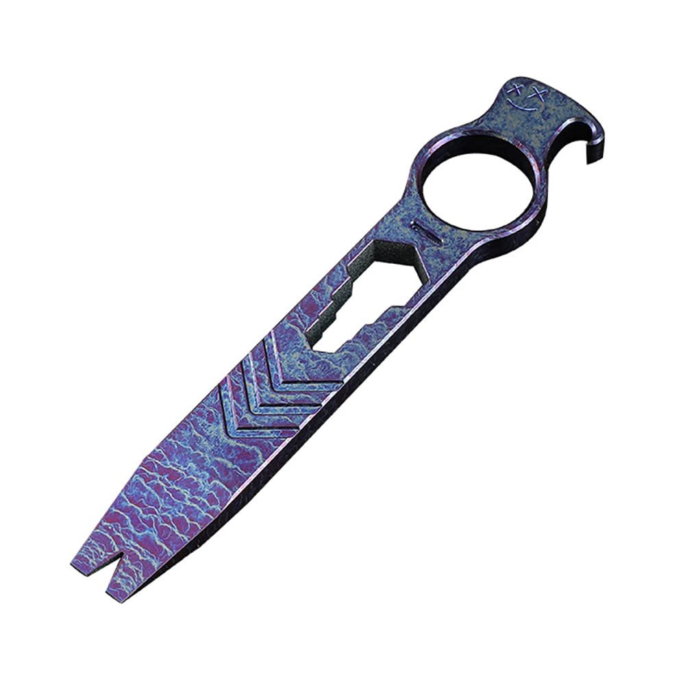Titanium EDC Pry Bar with Bottle Opener Wrench Outdoor Pocket Crowbar Pry Bar Multi Tool for Camping Hiking Fishing Outdoor Survival (color)