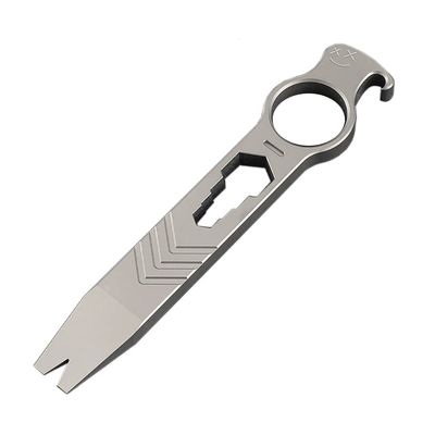 Titanium EDC Pry Bar with Bottle Opener Wrench Outdoor Pocket Crowbar Pry Bar Multi Tool for Camping Hiking Fishing Outdoor Survival (stone wash)