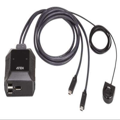 ATEN US3312 2-Port 4K DisplayPort USB-C Cable KVM Switch with Remote Port Selector