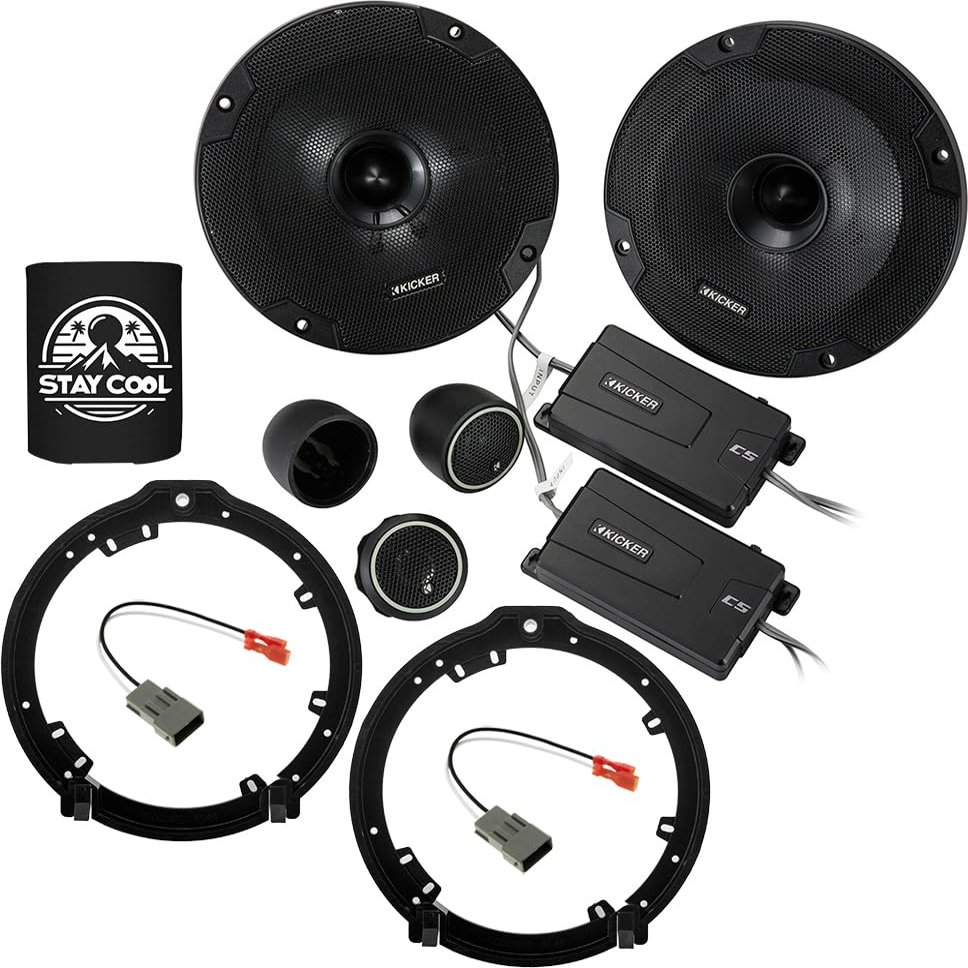 KICKER Front/Rear Door 6.5 Speakers Kit for Honda Accord 2008-2022 Upgrade Kit - Pair of CS Series 6 1/2 Inch Component Speakers with Adapters and Harnesses - CSS65, 46CSS654