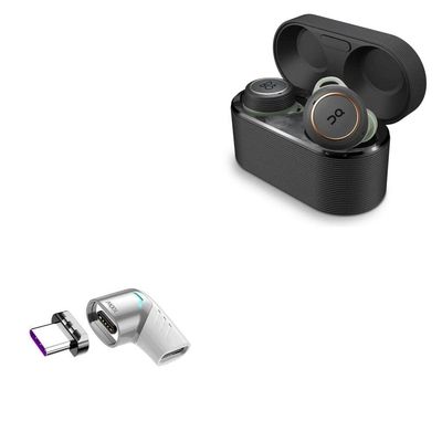 BoxWave Adapter Compatible with Bang & Olufsen Beoplay E8 Sport - MagnetoSnap PD Angle Adapter, Magnetic Charging Connector Device Saver - Metallic Silver