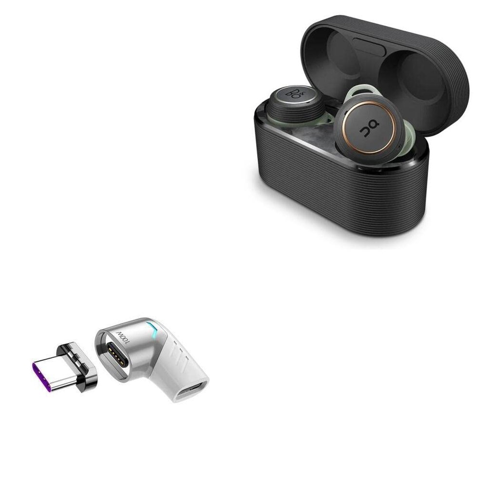 BoxWave Adapter Compatible with Bang & Olufsen Beoplay E8 Sport - MagnetoSnap PD Angle Adapter, Magnetic Charging Connector Device Saver - Metallic Silver