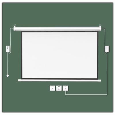 60" Electric Motorised Projector Screen Support 4:3 FHD Movie Projection Screen with Remote Control, for Wall or Ceiling