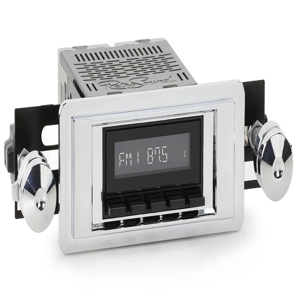 RetroSound RetroRadio AM FM Stereo 02-72 Black Compatible with 1957 Pontiac Cheiftan