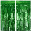 2 Pack Green Tinsel Curtain Party Backdrop, 3.2Ft x 8.2Ft Metallic Tinsel Foil Fringe Curtains Photo Booth Props Background for Christmas St Patricks Day Safari Tropical Bachelorette Decorations view 1