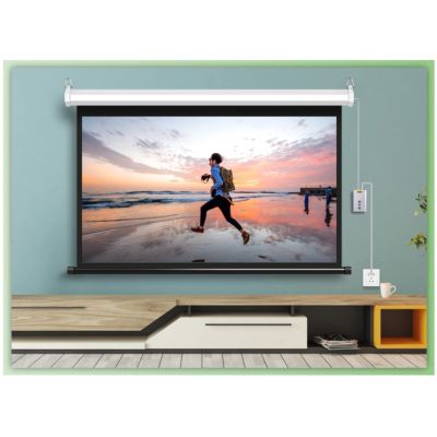 Electric Projection Screen - 60" 4:3/16:9 Aspect Ratio - Full HD 3D Projector Screen + Remote Control, for Wall or Ceiling Mounting (Size : 60in 16:9)