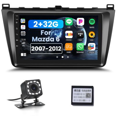 [2+32GB] Android 13 Car Stereo for Mazda 6 2007-2012,9 Inch Touchscreen Car Radio Android Head Unit with Mirror Link GPS Navigation WiFi Bluetooth FM/RDS Radio SWC Dual USB/AUX-in+Backup Camera
