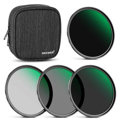 NEEWER 49mm Fixed ND Filter Kit ND1000 ND64 ND8 ND4 Neutral Density Filter Set Double Sided 30 Layer Nano Coatings/HD Optical Glass/ultra Slim/Water Repellent/Scratch Resistant/Waterproof Filter Pouch