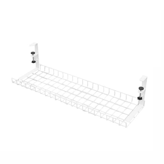 4 Pcs No Drill to Desk Cable Management Tray, Cable Racks Under Desk Cable Organizer, for Managing Cables and Power Strips (White, 73cm)