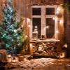 10X20ft Christmas Fireplace Photo Backdrop Wood House Snow Winter Gifts Decoration Photography Background Newborn Portrait Photography Background view 2