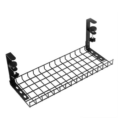 4 Pcs No Drill to Desk Cable Management Tray, Cable Racks Under Desk Cable Organizer, for Managing Cables and Power Strips (Black, 48cm)