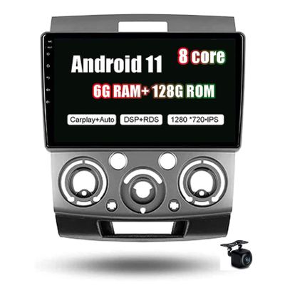 2 din Car Stereo Multimedia Bluetooth with 9 inch IPS Car Entertainment Radio for Ford Ranger 2006-2011 Suppot DSP 4G WiFi BT FM AM Carplay RDS DSP GPS Navigation GPS System Player