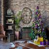 10x6.5ft Colored Christmas Tree Background Brick Wall Background Indoor Christmas Background Family Christmas Party Background Banner view 2