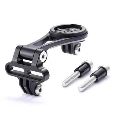 Cestbon Out Front Mount Compatible with Garmin Edge Wahoo Elemnt Bryton Stages Hammerhead Adjustable Combo Mount for Double Gopro
