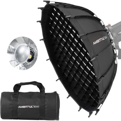 AMBITFUL 23.6''/ 60cm Studio Silver Wide Angle Beauty Dish Honeycomb Grid Bowens Mount for for Photography Studio Flash Head and Monolight
