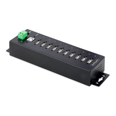 StarTech.com 10-Port Industrial USB 2.0 Hub, Rugged USB Hub w/ESD Level 4 Protection, DIN/Wall/Desk-Mountable USB-A Hub, USB Port Expander w/Lockable Ports, USB Expansion Hub, TAA