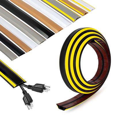 Rubber Bond Cord Cover Floor Cable Protector - Strong Self Adhesive Floor Cord Covers for Wires - Low Profile Extension Cord Covers for Floor & Wall