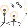 AW 8inch Dimmable LED Ring Light 5500K with Phone Holder & Selfie Stick Tabletop Stand USB for Makeup Portrait Shooting Live Stream view 2